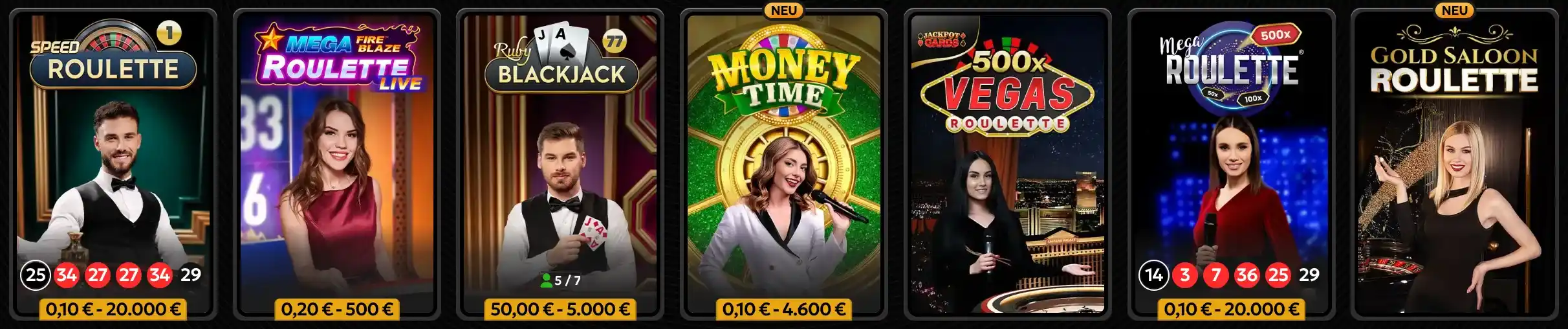 Spinsy Live Casino mit echten Dealern, Roulette und Blackjack